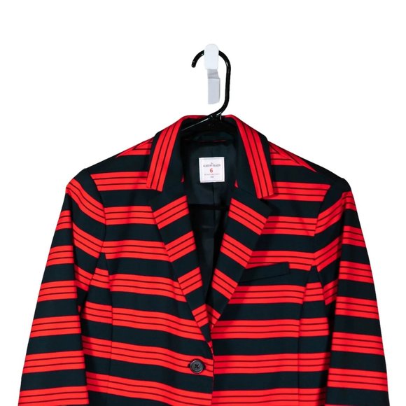 Gap Women's Blazer Red Blue Striped Stretch Preppy Academia Lined Suit Jacket 6 - Picture 5 of 8